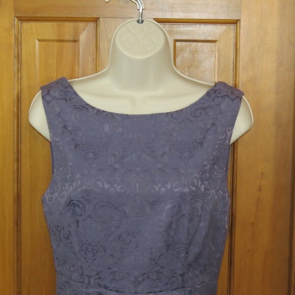 Lindy Bop Amethyst Sheath Dress Lined Quiet Luxury Sleeveless Bow Size 6 - Picture 2 of 9